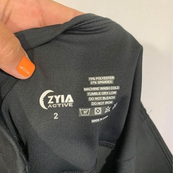 Zyia ACTIVE leggings. Black. High waist. Thick waistband. Size 2. Cute cut out - Picture 7 of 7